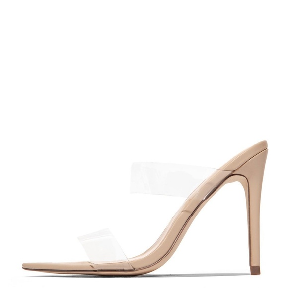 NEW🔥Nude Clear Band Open Toe Sandal Stiletto Heel - Picture 3 of 8